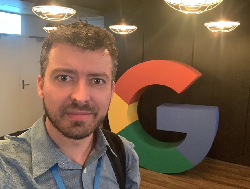 Josimar Machado visitando a sede do Google, demonstrando sua conexão com grandes empresas de tecnologia